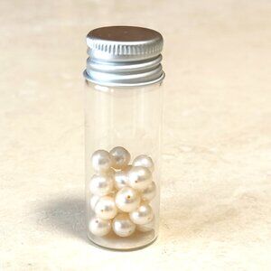 2/$20, Small Glass Bottle w/ Genuine White Freshwater Pearls